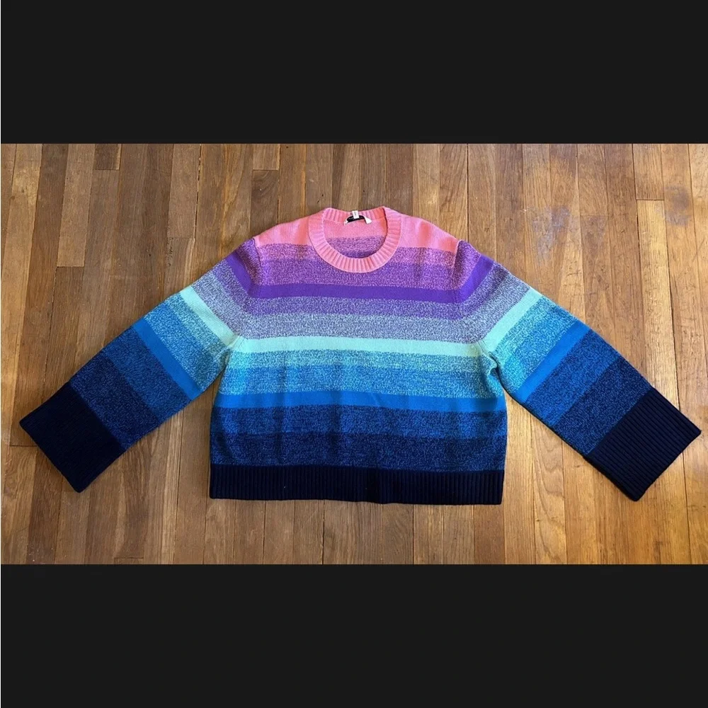 Dorothee Schumacher Chromatic Statements Rainbow Pullover Crop Sweater SZ-4; L - Picture 3 of 7